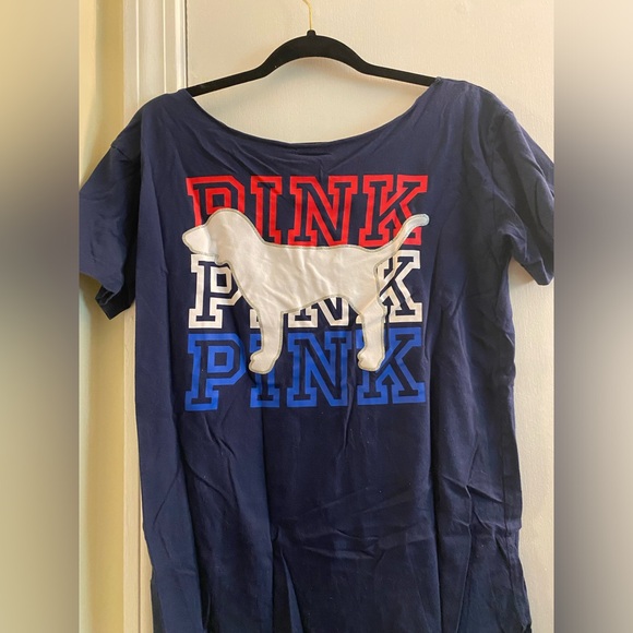 PINK off the shoulder long t shirt - Picture 2 of 3